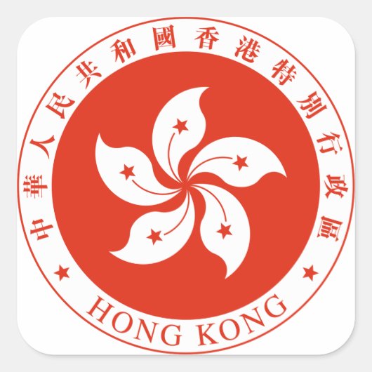 Hongkong-Emblem Quadratischer Aufkleber (Vorderseite)