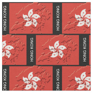 HONGKONG-Flag-Karte mit benutzerdefinierbarem Text Stoff