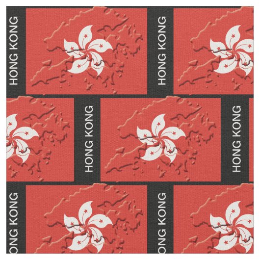 HONGKONG-Flag-Karte mit benutzerdefinierbarem Text Stoff (Nahaufnahme)