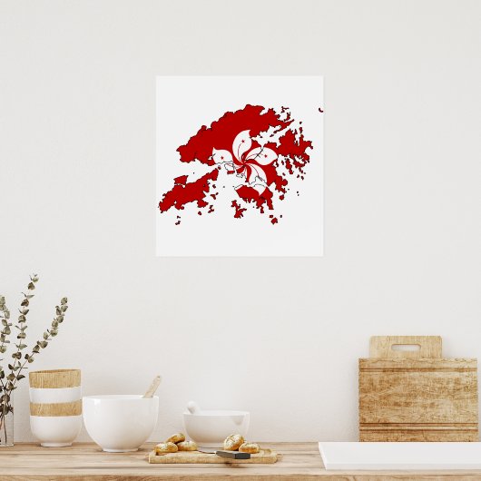 Hongkong Flag Karte Poster (Küche)