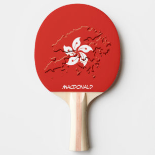 HONGKONG FLAG & MAP Personalisiert RED Tischtennis Schläger