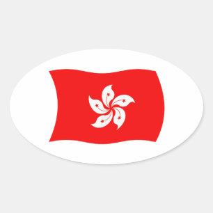Hongkong-Flaggenaufkleber Ovaler Aufkleber