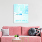 Hongkong Harbour Fährfahrt Vintage Reise Leinwanddruck (Insitu (Wohnzimmer))