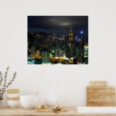Hongkong in der Nacht Poster (Küche)