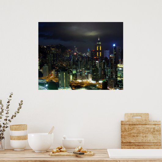 Hongkong in der Nacht Poster (Küche)