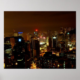 Hongkong in der Nacht Poster
