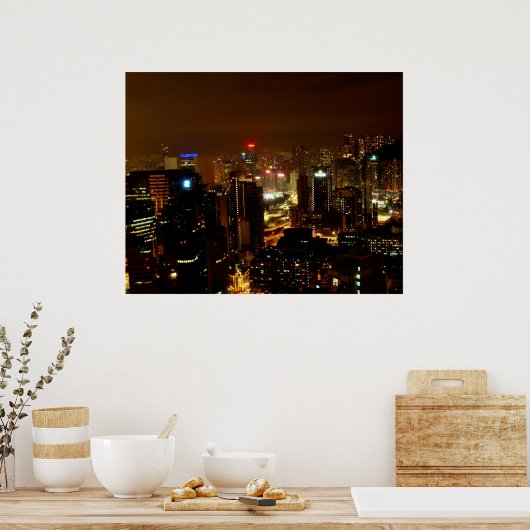 Hongkong in der Nacht Poster (Küche)