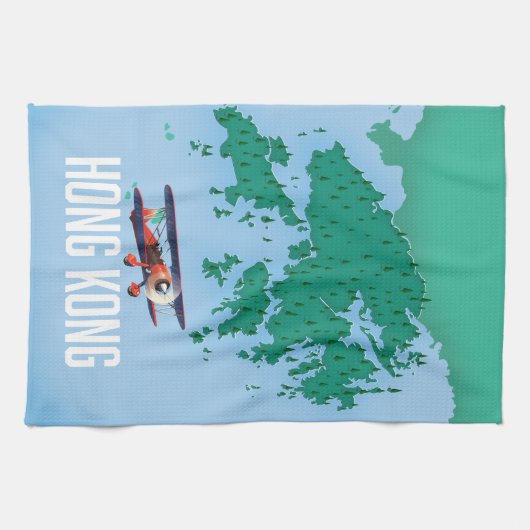 Hongkong-Karte Geschirrtuch (Horizontal)
