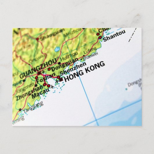 Hongkong-Karte Postkarte (Vorderseite)