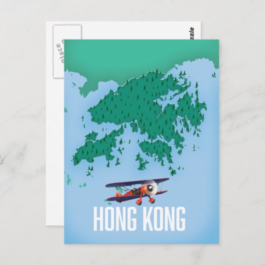 Hongkong-Karte Postkarte (Vorne/Hinten)