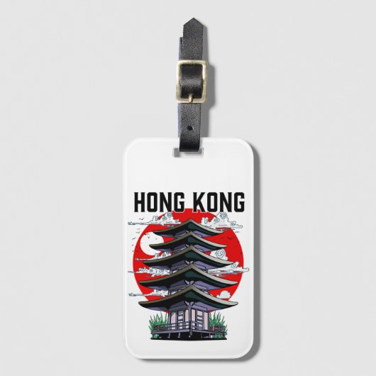 Hongkong-Knopf Gepäckanhänger (Vorderseite Vertikal)