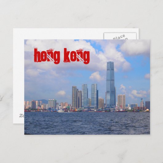 Hongkong Postkarten mit rotem Text (Vorne/Hinten)