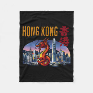 Hongkong-Reisender Jahr des Drachen Victoria Harbo Fleecedecke