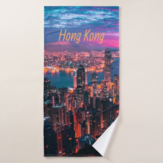 Hongkong Skycraper Skyline Night Lights Badehandtuch (Badehandtuch)