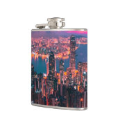 Hongkong Skycraper Skyline Night Lights Flachmann (Links)
