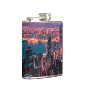 Hongkong Skycraper Skyline Night Lights Flachmann (Rechts)