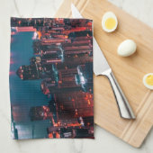 Hongkong Skycraper Skyline Night Lights Geschirrtuch (Viertel Falte)