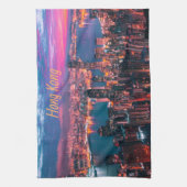 Hongkong Skycraper Skyline Night Lights Geschirrtuch (Vertikal)