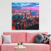 Hongkong Skycraper Skyline Night Lights Leinwanddruck (Insitu (Wohnzimmer))