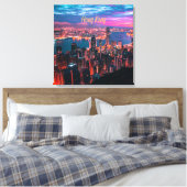 Hongkong Skycraper Skyline Night Lights Leinwanddruck (Insitu (Schlafzimmer))