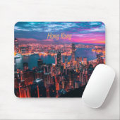 Hongkong Skycraper Skyline Night Lights Mousepad (Mit Mouse)