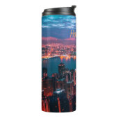 Hongkong Skycraper Skyline Night Lights Thermosbecher (Nach links gedreht)