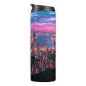 Hongkong Skycraper Skyline Night Lights Thermosbecher (Nach rechts gedreht)