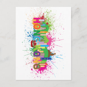 Hongkong Skyline Abstrakte Farbdarstellung Postkarte