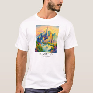 Hongkong Skyline Aquarell Reise T-Shirt