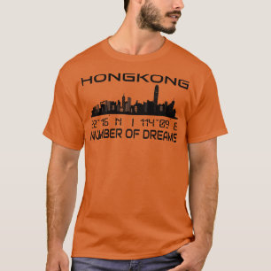 Hongkong Skyline GPS koordiniert Hauptstadt City 3 T-Shirt