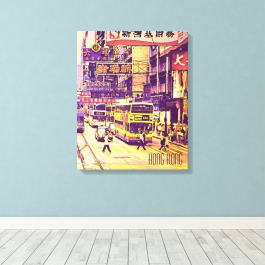 Hongkong Street Szene Vintage Reise Leinwanddruck (Insitu (Holzboden))