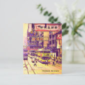 Hongkong Street Szene Vintage Reise Postkarte (Stehend Vorderseite)