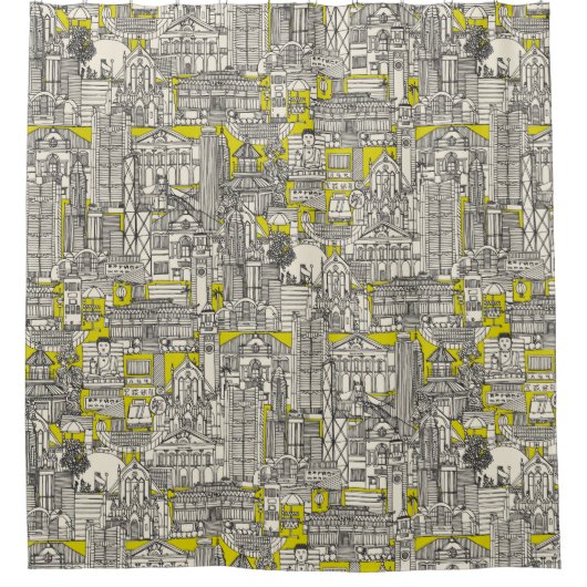 Hongkong Toile de jouy chartreuse Duschvorhang (Vorderseite)