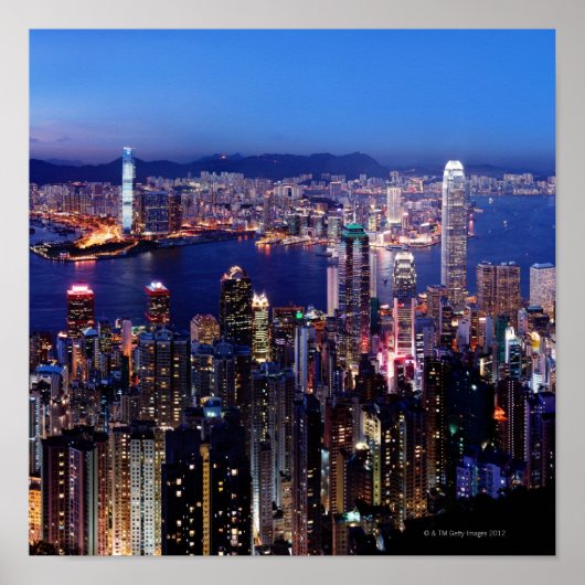 Hongkong Victoria Harbour bei Nacht Poster (Vorne)