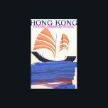 Hongkong Vintager Reiseausdruck Leinwanddruck<br><div class="desc">Hongkong Vintager Reiseausdruck. Anstrichtes Tourenplakat für Hong Kong. Junk Bootsurlaub Druck.</div>