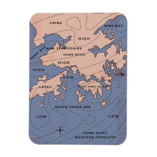 Hongkong-Wetterkarte im Vintage-Stil Magnet