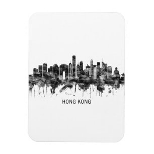 Hongkonger China Skyline BW Magnet