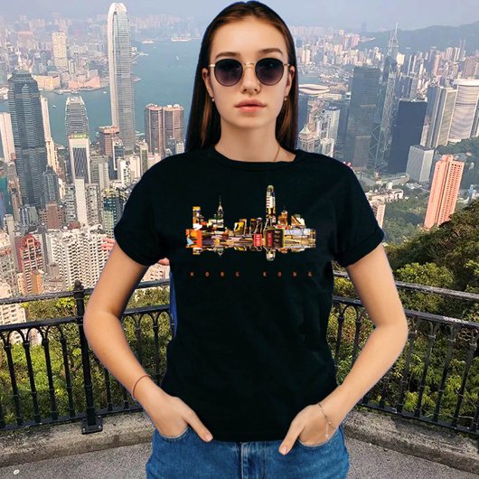 Hongkonger farbenfrohe Silhouette T-Shirt
