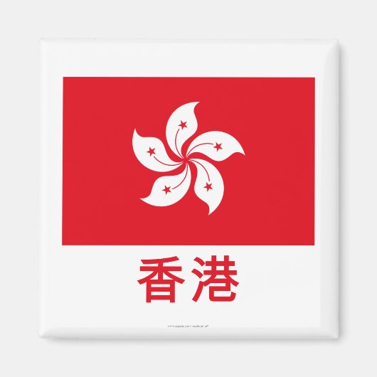 Hongkonger Flagge mit dem Namen in chinesischer Sp Magnet (Vorne)