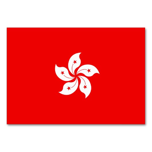Hongkonger Flagge Weißer Orchid auf Rot Tischnummer (Vorderseite)