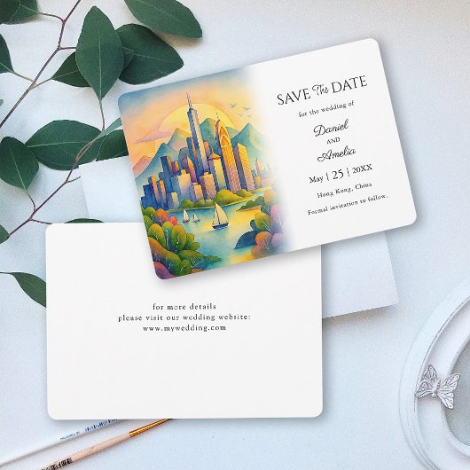 Hongkonger Hochzeit in Urlaubsort Save The Date