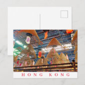 Hongkonger Tempel mit Räucherstäbchen Postkarte (Vorne/Hinten)