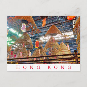 Hongkonger Tempel mit Räucherstäbchen Postkarte