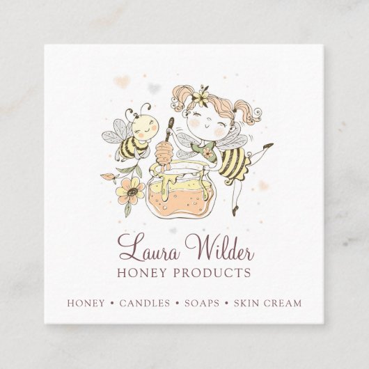 Honig aus Whimsical Jar Beekeeper, Honig Quadratische Visitenkarte (Vorderseite)