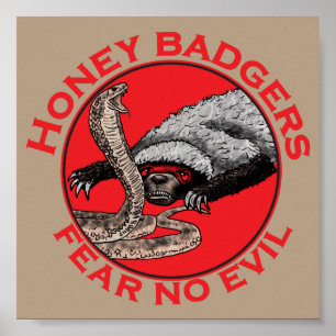 Honig Badgers Angst vor bösen Badass Animal Schlan Poster