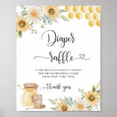 Honig Bär Sonnenblumen-Windeln-Plakat Poster (Vorne)