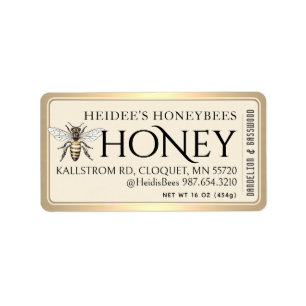 Honig bearbeitbares Label Vintag Queen Bee Gold Bo Adressaufkleber