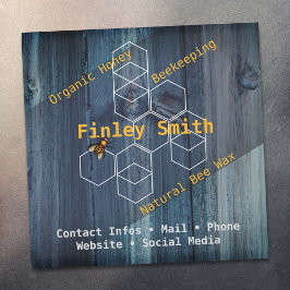 Honig bee hexagon ・ Blauholztextur Benutzerdefinie Magnetkarte