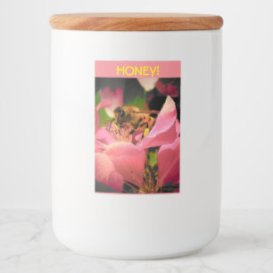 Honig-Biene auf Crabapple Blüte Lebensmitteletikett