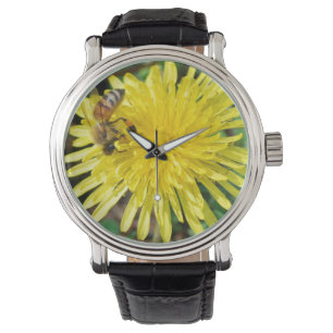Honig-Biene auf Löwenzahn Armbanduhr
